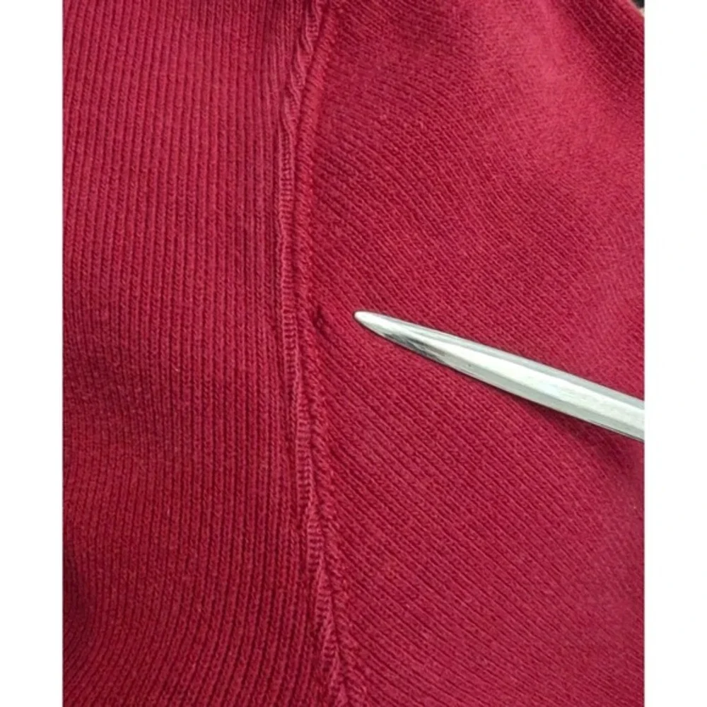 Polo Ralph Lauren French Ribbed 1/4‎ Zip Pullover Red Sweater Sz L Preppy Money